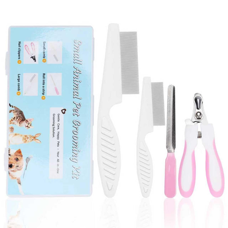 Guinea Pig Brush Kit Hamster Cleaning Grooming Comb with Nail Clipper Trimmer, Nail Files - Professional Small Animal Grooming Tool for Rabbit, Bunny, Puppy, Kitten, Ferret - PawsPlanet Australia