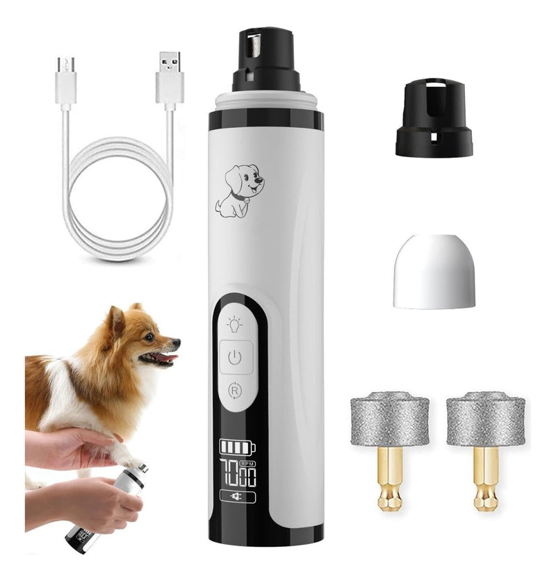 Upgraded Slient Dog Nail Grinder, Professional Pet Nail Grinder, Triple Speed Settings, 2000mAh Battery, Ultra Quiet Operation for Stress-Free Grooming for Small Medium Large Dogs & Cat White - PawsPlanet Australia