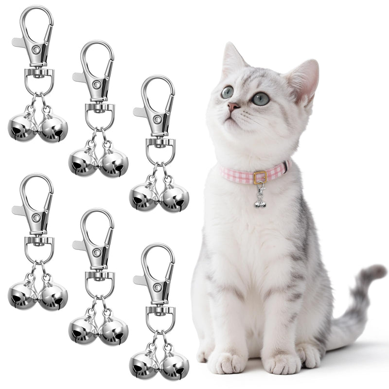 6Pcs Bell for Dog Collar, Cat Bells for Collar Loud, Mini Dog Cat Bell, Silver Pet Pendant Accessories Training Collars Charm with Snap Clips, Safe for Cats & Small Breeds - PawsPlanet Australia