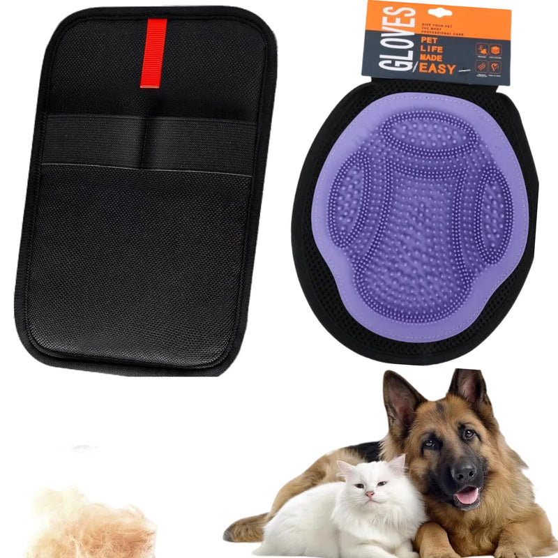 2PC Pet Hair Removal Glove for Cats & Dogs | Electrostatic Pet Hair Remover Glove | Washable Dog Bath Brush for Shedding | Grooming Brush Tool for Furniture Clothes Bed Sheets Couch Carpet Car Seat - PawsPlanet Australia