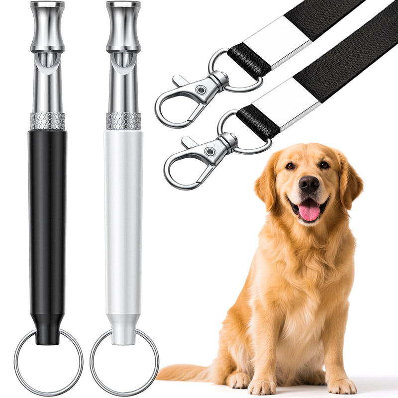 Dog Whistle, Dog Training Whistle to Stop Barking Neighbor's Dog, 2 Pack Adjustable Ultrasonic Silent Dog Recall Training Whistles with Lanyard, Professional Dog Whistle for All Dogs - PawsPlanet Australia