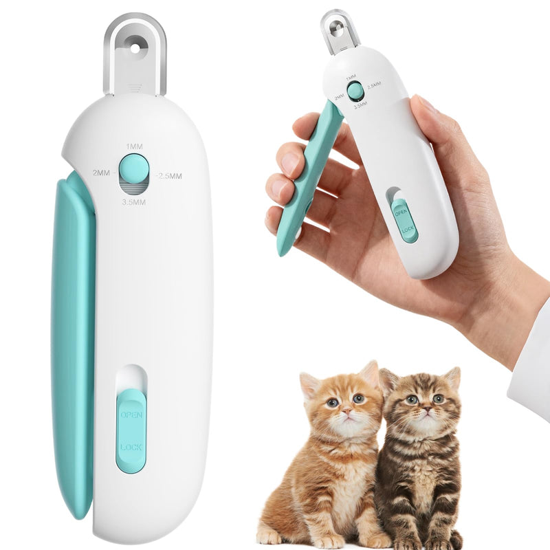 Cat Nail Clippers with a Removable Debris Collector, Adjustable Size, Built-in Hidden Nail File, Round Hole Blade, Safe Home pet Grooming Tool - PawsPlanet Australia