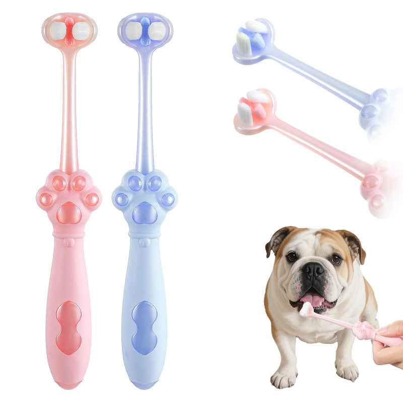 2-Pack 3 Sided Dog Toothbrush for Small & Medium Dogs | Professional Puppy Dental Care Toothbrush with Advanced Bristle Technology | Effective Plaque Remover, Easy to Use Pet Oral Health Supplies - PawsPlanet Australia