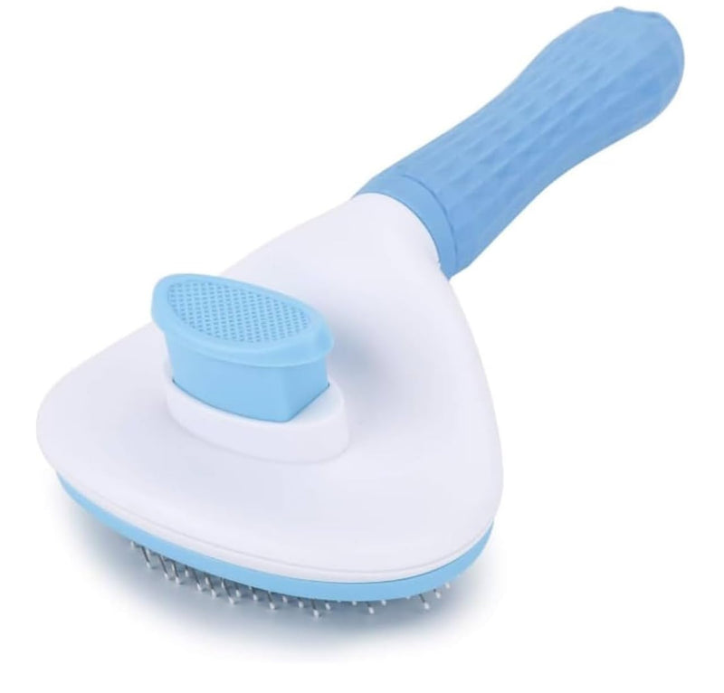 Self-Cleaning Pet Grooming Brush for Dogs and Cats, Pink, Stainless Steel Bristles, Ergonomic Handle, Push-Button Release (Blue) Blue - PawsPlanet Australia