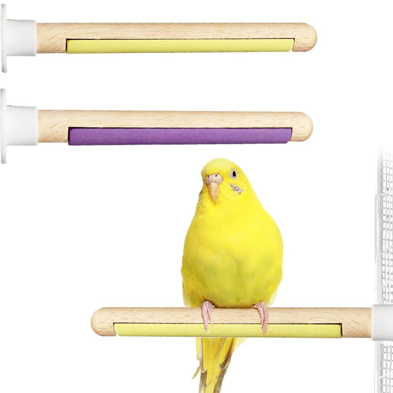 2-Pack 7.8" Bird Perches with Sandy Grip Natural Wood & Stand for Small Birds Cage Accessories for Parakeets, Cockatiels, Lovebirds; Foot Health & Nail Care - PawsPlanet Australia