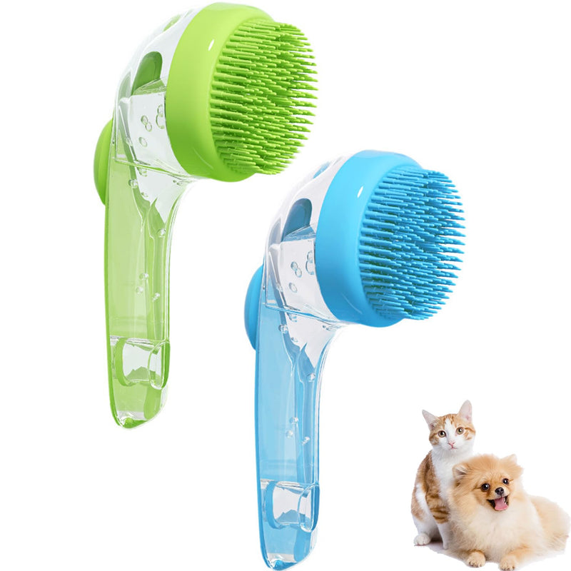 Pet Bath Brush, 2 Pack Dog Bath Brush 2 in 1 Cat Shampoo Brush with Soap Dispenser Scrubber Pet Gromming Supplies for Long and Short Haired Dogs and Cats Blue+Green - PawsPlanet Australia