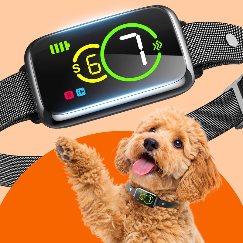 1S Stop Barking Smart Dog Bark Collar, Humane Anti Barking Device with Beep & Vibration, 7 Adjustable Sensitivity, Ultra-Light Bark Collar for Small Medium Large Dogs IP67 Waterproof Indoor Outdoor 1 Pack Black - PawsPlanet Australia