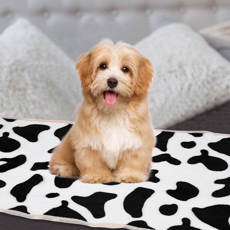 Pet Blanket, Medium Soft Fluffy Flannel Cow Printed Throw Blanket, Scratch Proof Furniture Protector Cover 30x42 Inches, (Black-White, 1 Pack 3), Intended for Dog/Cat Black-white - PawsPlanet Australia