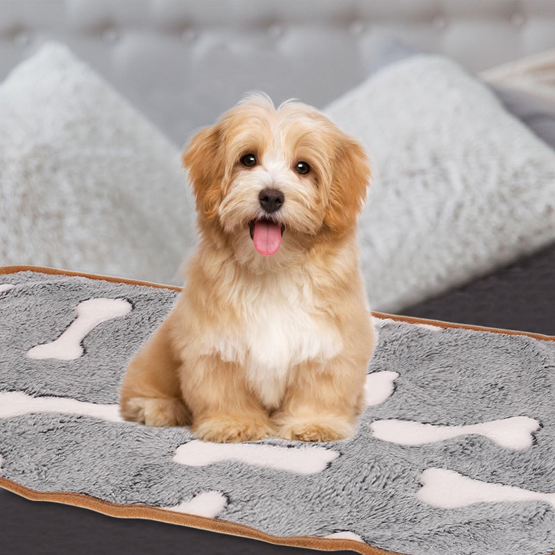 Pet Blanket, Medium Soft Fluffy Flannel Bone Printed Throw Blanket, Scratch Proof Furniture Protector Cover 30x42 Inches, (Gray, 1 Pack 3), Intended for Dog/Cat Gray - PawsPlanet Australia