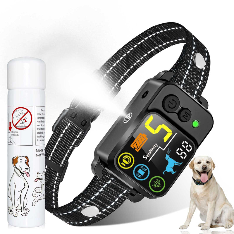 Citronella Bark Dog Collar Spray Dog Collar, with 5 Adjustable Sensitivity, Beep+Vibration+Spray 5 Working Modes Citronella Bark Collar, IP66 Waterproof Dog Spray Collar for L/M/S Black Black-QT - PawsPlanet Australia