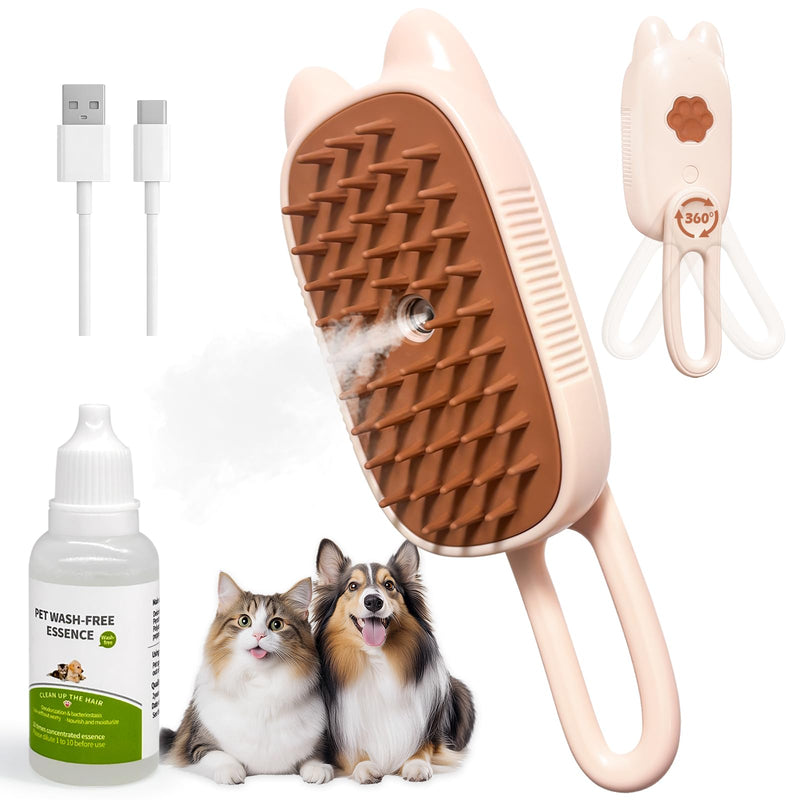Cat Steam Brush for Shedding, Spritz Defur Comb 3 in 1 Pet Rechargeable Steam Brush Tool for Long and Short Haired Cats and Dogs, Anti-Static, Shedding, Detangling, Massage & Combing (White) - PawsPlanet Australia