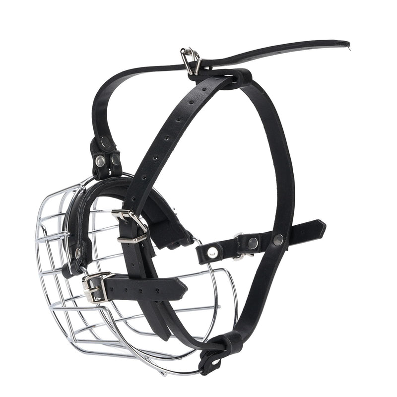 Dog Muzzles to Prevent Biting, Metal Wire Basket Muzzle with PU Leather Straps Breathable Secure Cage, for Medium Large Sized Dogs - PawsPlanet Australia