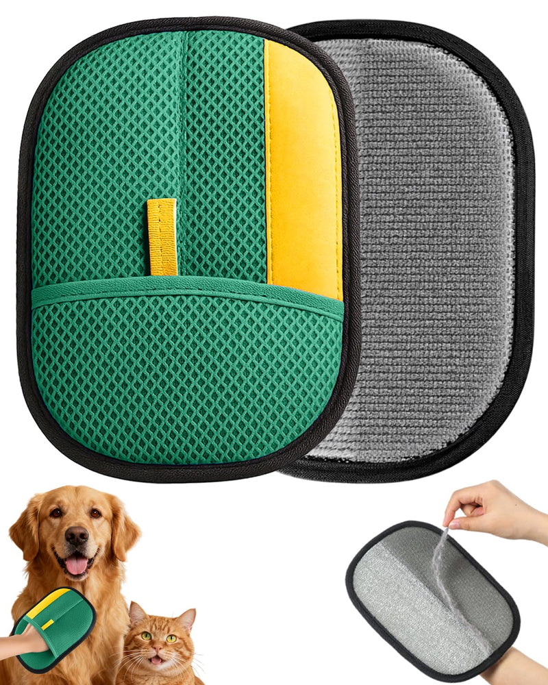 Pet Hair Removal Glove, Upgraded Thickened Pet Hair Remover Glove for Cats & Dogs, Reusable Powerful Cat Grooming Gloves, Pet Hair Remover Tool for Clothing, Couch, Furniture, Car Seats Green - PawsPlanet Australia
