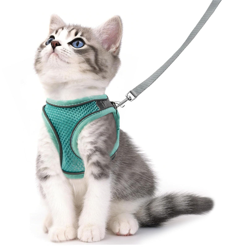 Cat Harness and Leash Set - Adjustable Soft Vest, Reflective Step-in Design for Safe Walking (Green) Green