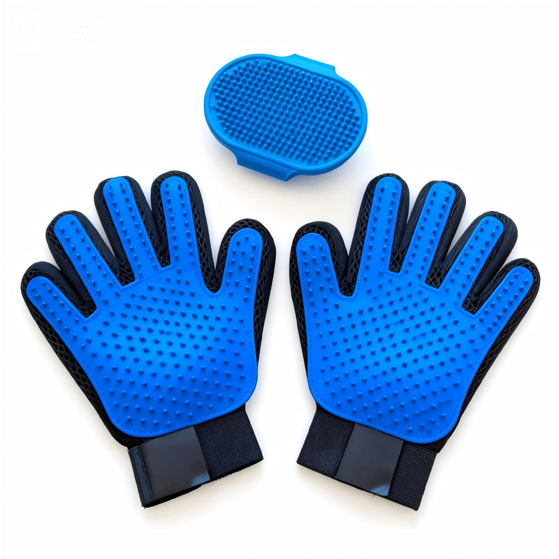 Cat & Dog Grooming Gloves – 1 Pair Deshedding Tool with Pet Massage Bath Brush, Gentle Hair Remover & Massage Mittens, Suitable for All Fur Types (Blue) - PawsPlanet Australia