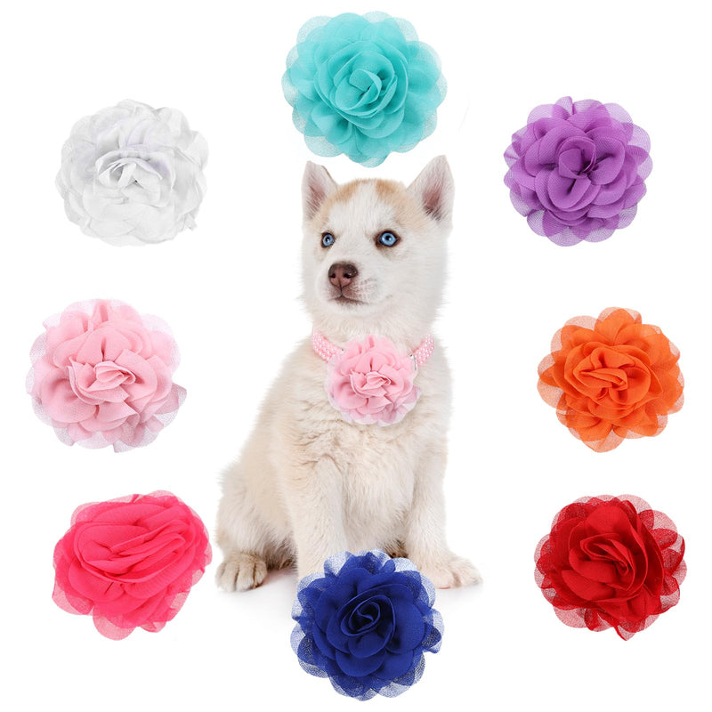 8 Pcs Dog Flowers Collar Accessory 3 inch Colorful Cat Puppy Charms Pet Flower Collars Soft Dog Tie for Dogs Grooming Charms Accessories - PawsPlanet Australia
