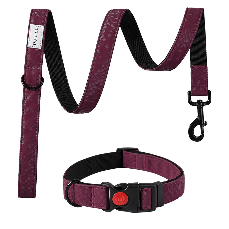 Soft Leather 4ft Dog Collar and Leash Set,Stylish 4ft PU Leather Dog Training Leash, Adjustable Durable Pet Collars with Quick Release Buckle for Large Dogs,Medium Dogs,Red-Brown red-brown - PawsPlanet Australia
