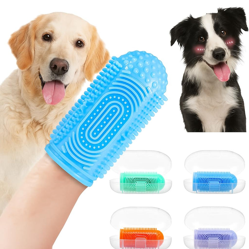 Dog Finger Toothbrush 4-Pack – Pet Tooth Brushing Kit for Dogs & Cats, Puppy & Adult Dental Care – Soft Silicone Finger Brushes for Teeth Cleaning (Blue, Green, Orange, Purple) - PawsPlanet Australia
