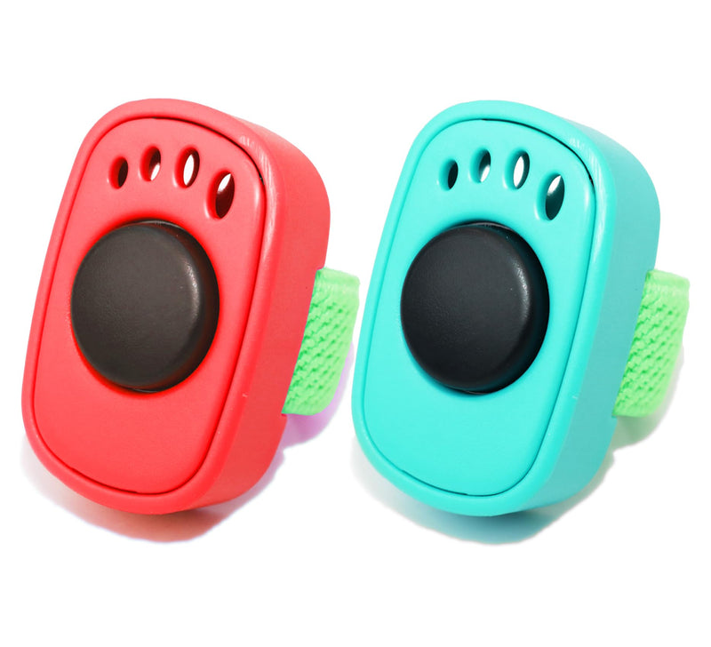 Pet Clicker for Dogs/Cats/Horses/Birds or Other Animals - Mini Finger Clickers for Training (Finger clickers red+Bluegreen) - PawsPlanet Australia