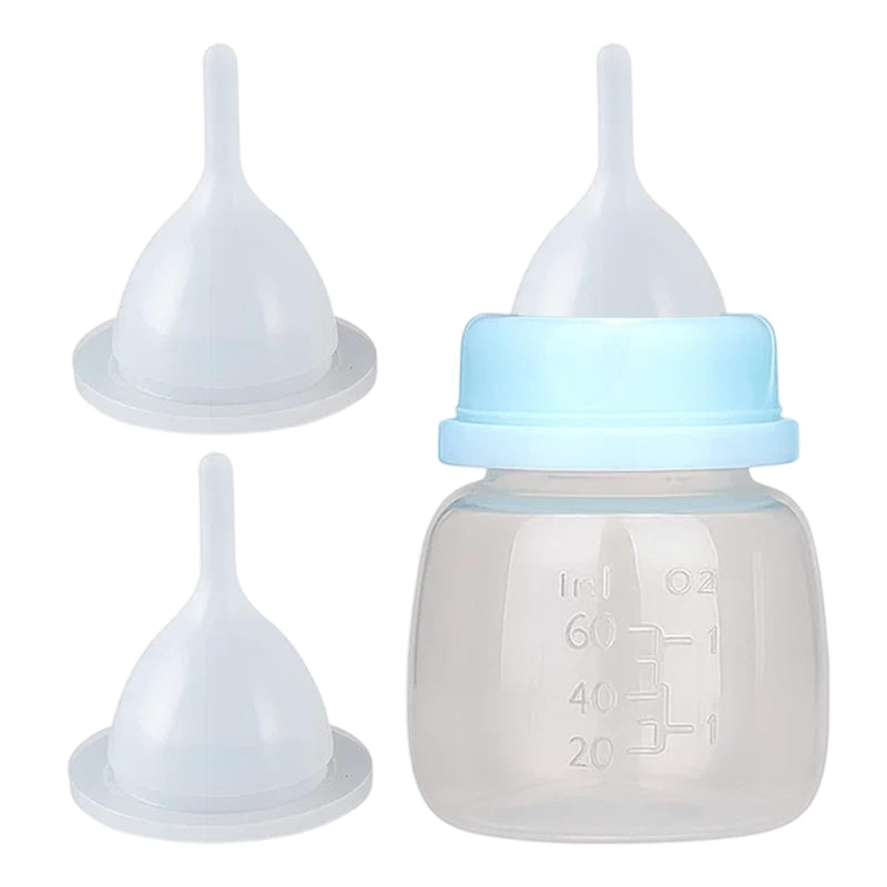 Kitten Bottle Feeding Kit, 3 Nipples and 1 60mL Bottle, Beige Kitten Baby Bottles for Nursing Newborn, Kitten Nursing, Bottles with Nipples - PawsPlanet Australia