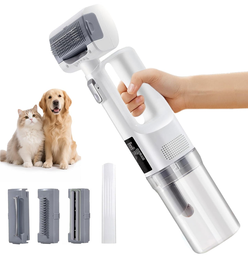 [2026 Version]Dog Vacuum for Shedding Grooming- 5 in 1 Cleaning Slicker Brush for Dogs & Cats Deshedding Vacuum Brush with 5 Pet Grooming Tools for Shedding Pet Hair, Home Cleaning Grooming Supplies - PawsPlanet Australia