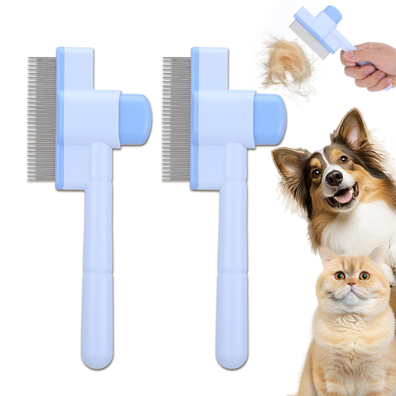 2 Pcs Flea Comb for Cats, Cat Combs Self-Cleaning Cat Grooming Brush with Stainless Steel Teeth Fine Tooth Comb for Long and Short Hair - PawsPlanet Australia