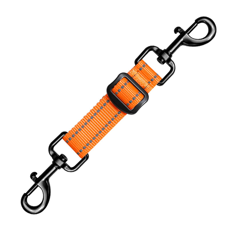 Dog Collar Safety Clip, Reflective Double-Ended Backup Connector for Harness to Collar, Adjustable Safety Clip for Prong, Pinch Collars, Prevents Escapes & Accidental Disconnection (Orange) Orange