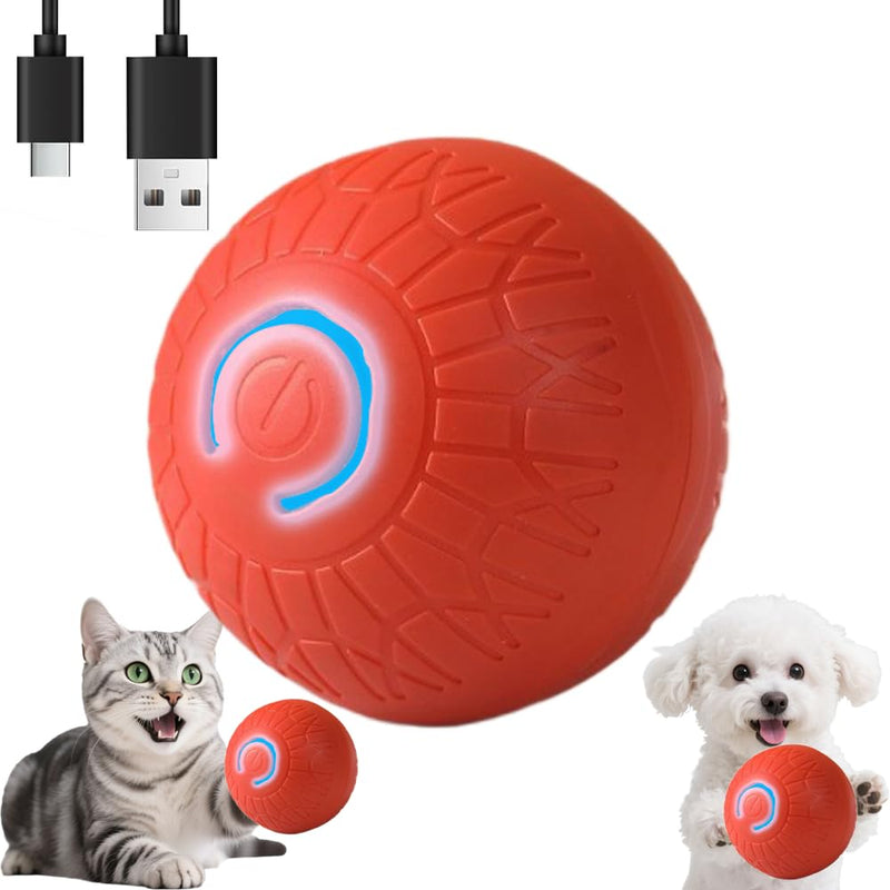 BIONEMAGILI Interactive Self-Moving Pet Toy Ball - Motion-Activated Auto Rolling, Military-Grade Chew Resistant, USB-C Rechargeable for Small Dogs & Cats (Orange, Medium Sizes) - PawsPlanet Australia