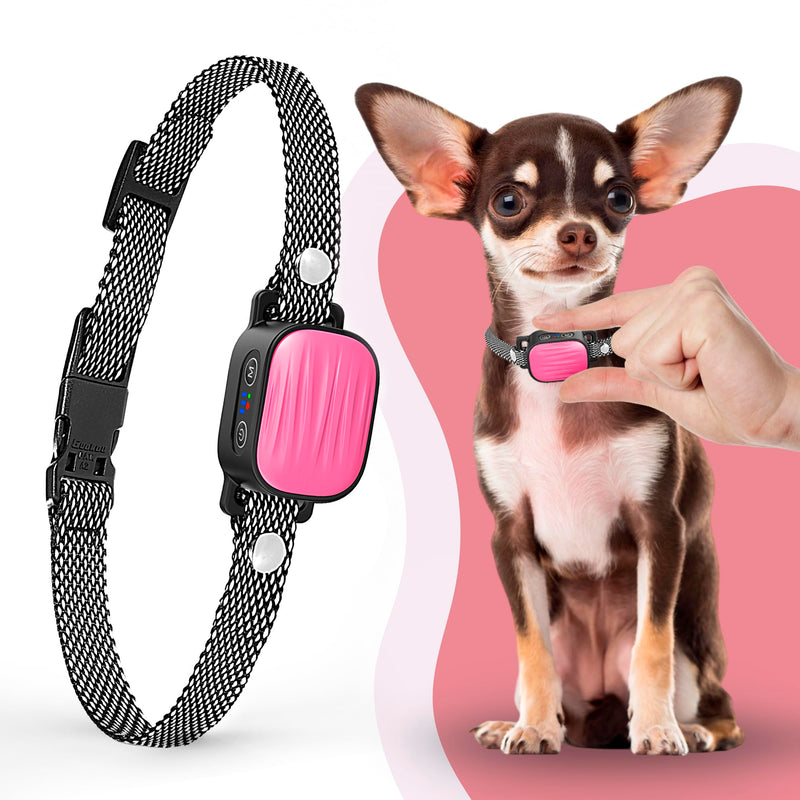 Bark Collar for Small/Medium Dogs, No Shock Anti Bark Collar, Rechargeable Anti Barking Collar w/2 Vibration & Beep Modes, Waterproof Shockless Smart Dog Stop Barking Control Device (Pink) 1 Pack Pink - PawsPlanet Australia