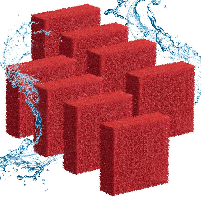 Pawfly 8 Pack Aquarium Glass Cleaner Sponge, 3.25" x 3.25" x 1", Algae Scrubber Pad for Glass Aquariums, Fish Tank Glass Cleaner, Aquarium Sponge, Aquarium Cleaning Tools, Red (Not for Acrylic Tank) - PawsPlanet Australia