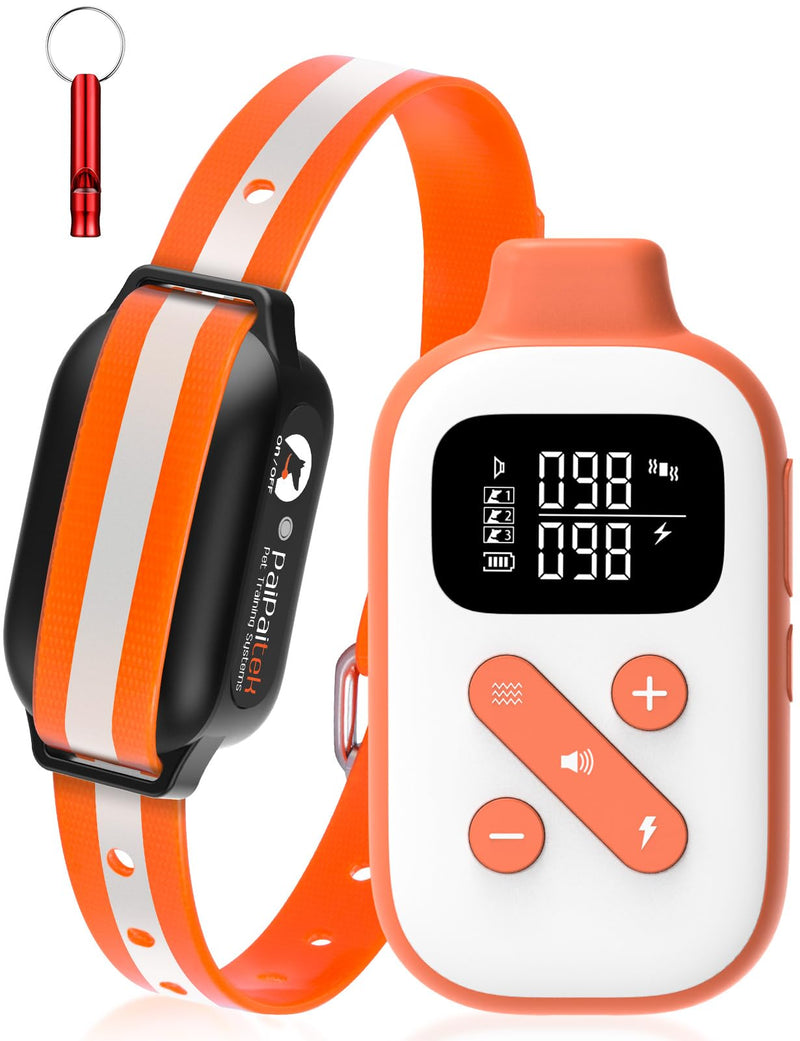 PaiPaitek 2-in-1 Dog Bark Collar and Shock Collar with Remote 3300ft Range - 5 Adjustable Sensitivity Levels, IP67 Waterproof Training Collar for Small, Medium, and Large Dogs (5-120 lbs) Orange - PawsPlanet Australia