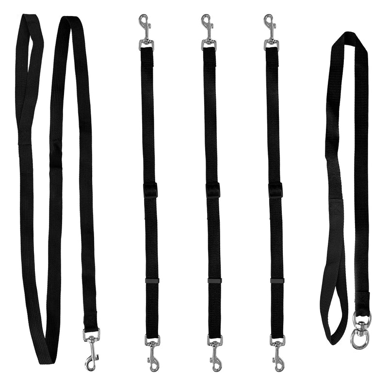 3 in 1 Multiple Dog Leash - No Tangle 360° Swivel with Padded Handle, Adjustable Triple/Double Dog Leash Coupler for Walking & Training, Durable Nylon with Free 6inch Extension (Black) - PawsPlanet Australia