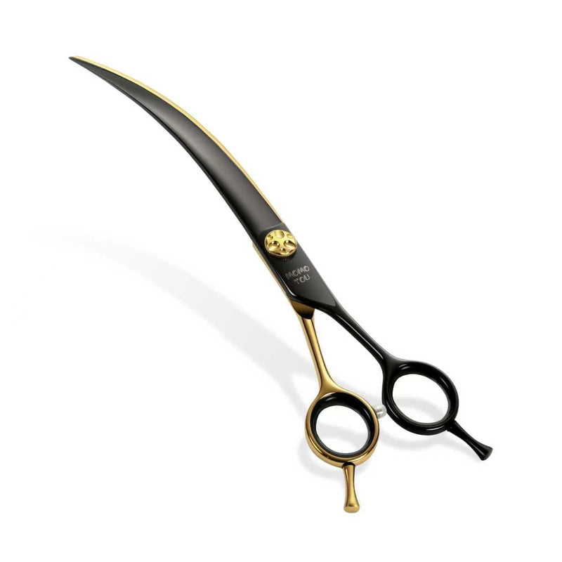 45°Super Curved Dog Grooming Scissors 440C Stainless Steel CNC 7.5'' Big Arc Curved Dog Shears Sharp and Durable for Professional Groomers - PawsPlanet Australia