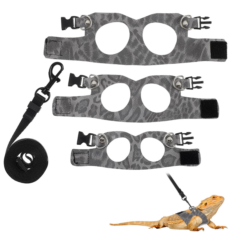3 Pack Bearded Dragon Leash and Harness Set, 3 Size Adjustable Soft Bearded Dragon Harness with Retractable, Lizard Leash for Small Animal Outdoor Walking(S, M, L) - PawsPlanet Australia