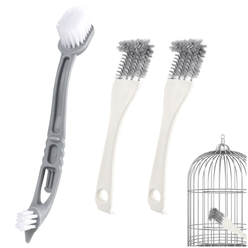 3Pcs Bird Cage Cleaner Brush & Scoop with Long Handle Shovel 2 in 1 Scrub Bird Poop Remover Pet Cage Cleaning Tools Back Scraper for Cleaning Cages Parrot Perches Droppings Removal Accessory - PawsPlanet Australia