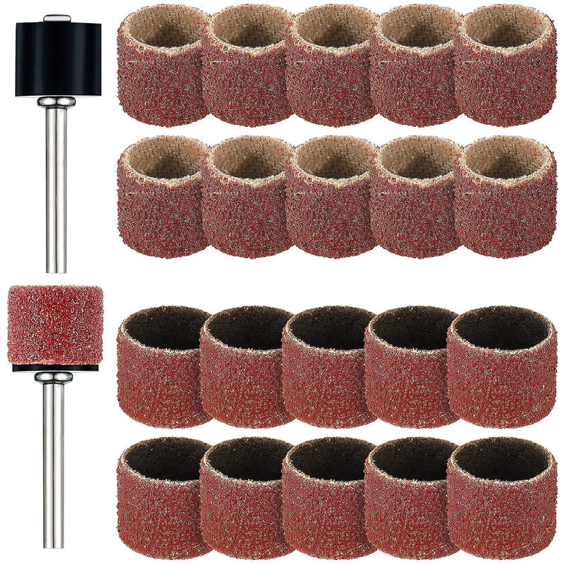 22-Piece Pet Nail Grinder Replacement Kit - 1/2 Inch 60 & 100 Grit Sanding Bands, Black Grinding Drums Compatible with Dog & Cat Claw Care, Nail Smoother Grooming Supplies