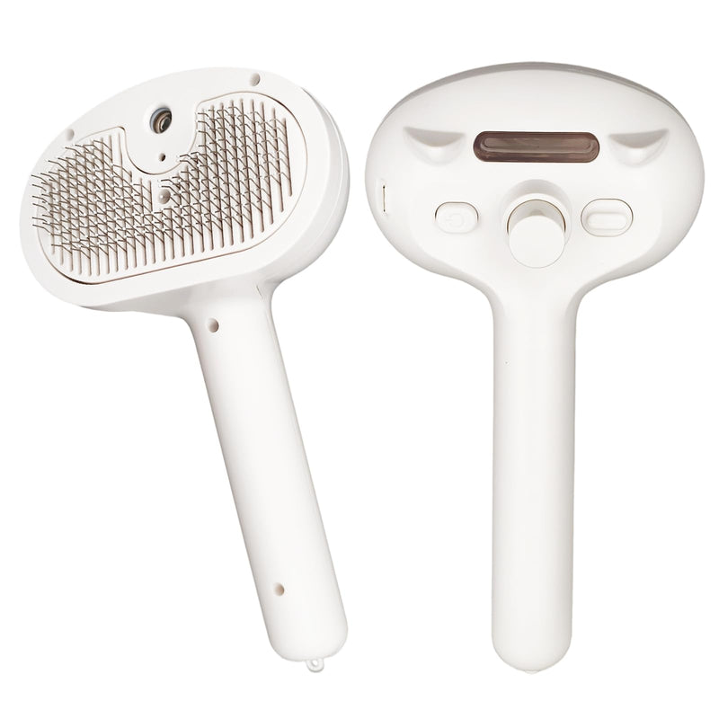 Cat & Dog Steam Brush for Shedding, Pet Hair Removal Tool with Spray, Anti-static Comb & Brush for All Pets, White - PawsPlanet Australia