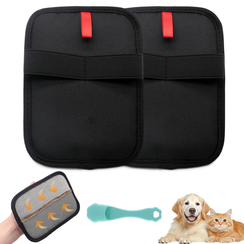 Pet Hair Removal Glove for Small Hands, 2Pcs Electrostatic Dog Cat Hair Remover Gloves for Furniture Car Seat Couch, Reusable Grooming & Shedding Tool with Free Steel Comb & Toothbrush - PawsPlanet Australia