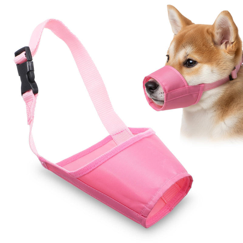 Pink Dog Muzzle, Soft Nylon Dog Muzzles Anti Biting Barking Chewing Breathable Drinkable Mouth Guard for Small Medium Large Dogs - PawsPlanet Australia