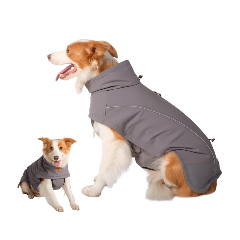 Dog Coat Winter Jacket for Small Medium and Large Breeds, Waterproof Windproof Softshell with Fleece Lining, Reflective Design, Adjustable Fit for Cold Weather (Grey,X-Large) Grey X-Large - PawsPlanet Australia