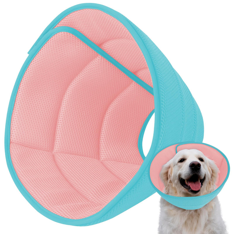 Soft Dog Cone Collar After Surgery Alternative for Dogs to Stop Licking, Comfy Collars for Large/Medium/Small Pet, Adjustable Elizabethan Neuter Recovery E Cones of Shame Neck & Head Ecollars Light Blue/Pink L (Fit 20-49 lb Dog) - PawsPlanet Australia