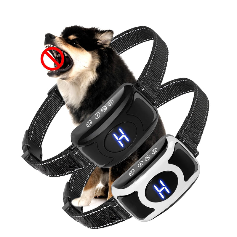 Dog Bark Collar 2 Pack, Automatic Bark Collar for Large Medium Small Dogs, Smart Anti Barking Training Device with 3 Level Sensitivity + Beep Vibration Harmless Shock,Black and White Black and White - PawsPlanet Australia