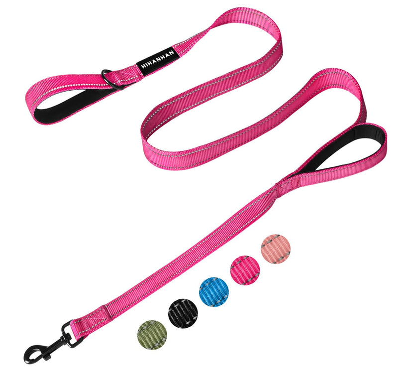 Reflective Dog Leash with Double Handle, Dog Leash 6 FT Long, Supports Medium and Large Dogs, Heavy Duty for Walking, Running, and Training, Rose Red 6 ft 2 Handle - PawsPlanet Australia