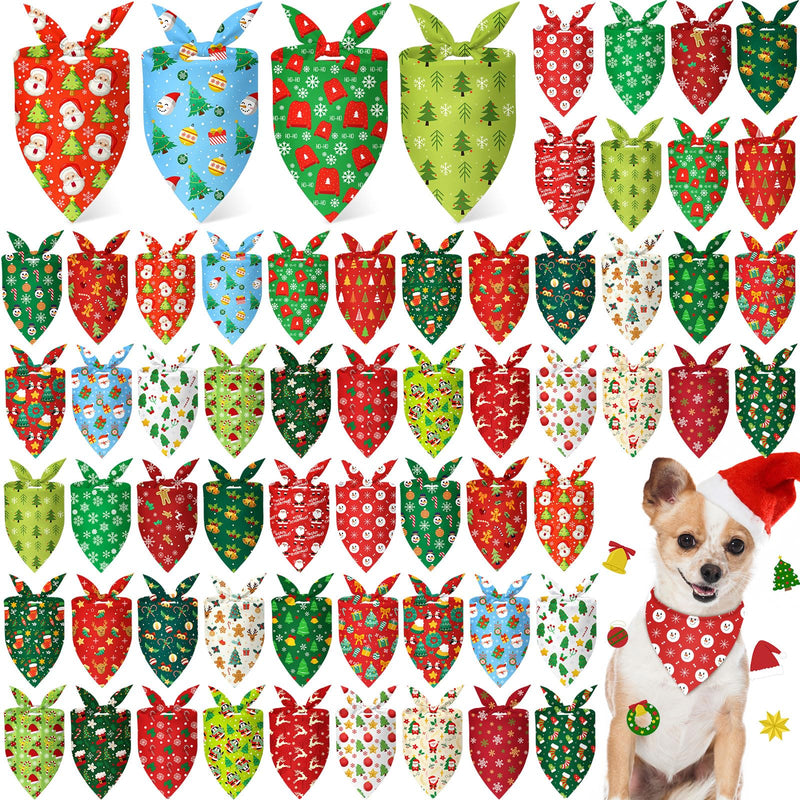 Chunful 60 Pcs Christmas Bandanas for Dogs Xmas Bandanas Bulk with Santa Snowflake Candy Cane Patterns Soft Bibs Adjustable Triangle Doggie Scarf for Small Medium Large Pet (25.6 x 17.7 x 17.7 Inch) Christmas Style 25.6 x 17.7 x 17.7 Inch - PawsPlanet Australia