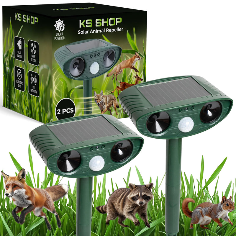 Upgraded Solar Ultrasonic Animal Repellent Outdoor (Pack 2pcs) - Cat Repellent Outdoor, Squirrel, Deer, Raccoon, Pest Repeller - Keep Skunk Away Motion Detection with Flash Light for Yard Garden Lawn 2 - PawsPlanet Australia