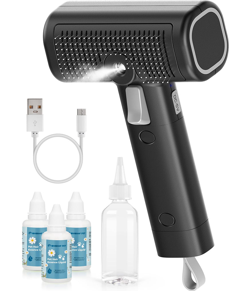 Pet Steam Brush for Dog & Cat with 3 Waterless Shampoo, Bath Shower Comb for Shedding & Grooming & Massaging Water Spray Brush for Long & Short Haired Pets Spritz Defur Comb Steam Brush + Essence Liquid - PawsPlanet Australia