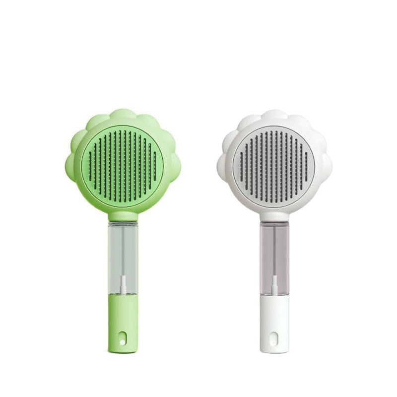 Pet Brush Spray 2-in-1 for Shedding,Pet Hair Removal Comb with Release Button, Cat Grooming Brush with Visual Spray for Deshedding(Green+White,2Pack) Green+White