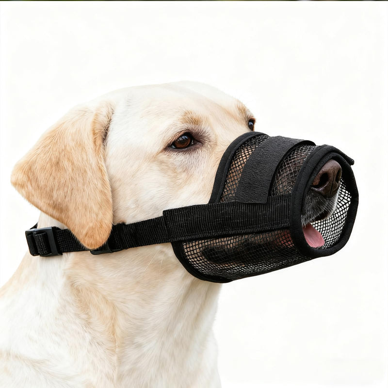 Prevents Biting Barking Chewing Muzzle for Large Dogs - Soft Breathable Air Mesh Muzzle for Large Sized Dog | Adjustable Straps Dog Mouth Guard | XL Size 8.2-10.2 Inch - PawsPlanet Australia