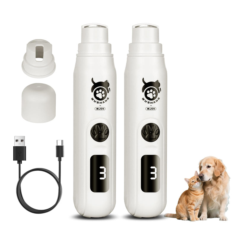 LINFOX 2-Pack Dog Nail Grinder, 3-Speed Low Vibration Quiet Electric Pet Nail Trimmer with Digital Display, Rechargeable USB-C Cat & Dog Nail File for Small Medium Large Pets - PawsPlanet Australia