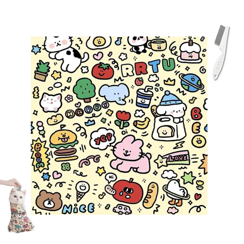 27.6" Cat Wrap, Cat Restraint, Cat Swaddle for Grooming, Self Adherent Cat Wrap, Device to Help Restraint Cat for Medicine, Cat Grooming Wrap for Cutting Nails, Safe Cat Grooming Wrap for Pet Owners - PawsPlanet Australia